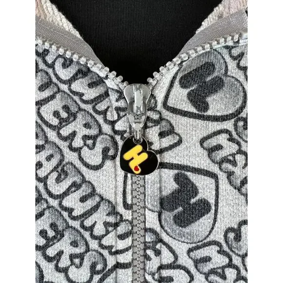 Harajuku Lovers Gray Spellout Graphic Zip Loose Hoodie Sweater S Small USA GENZ - Picture 4 of 10